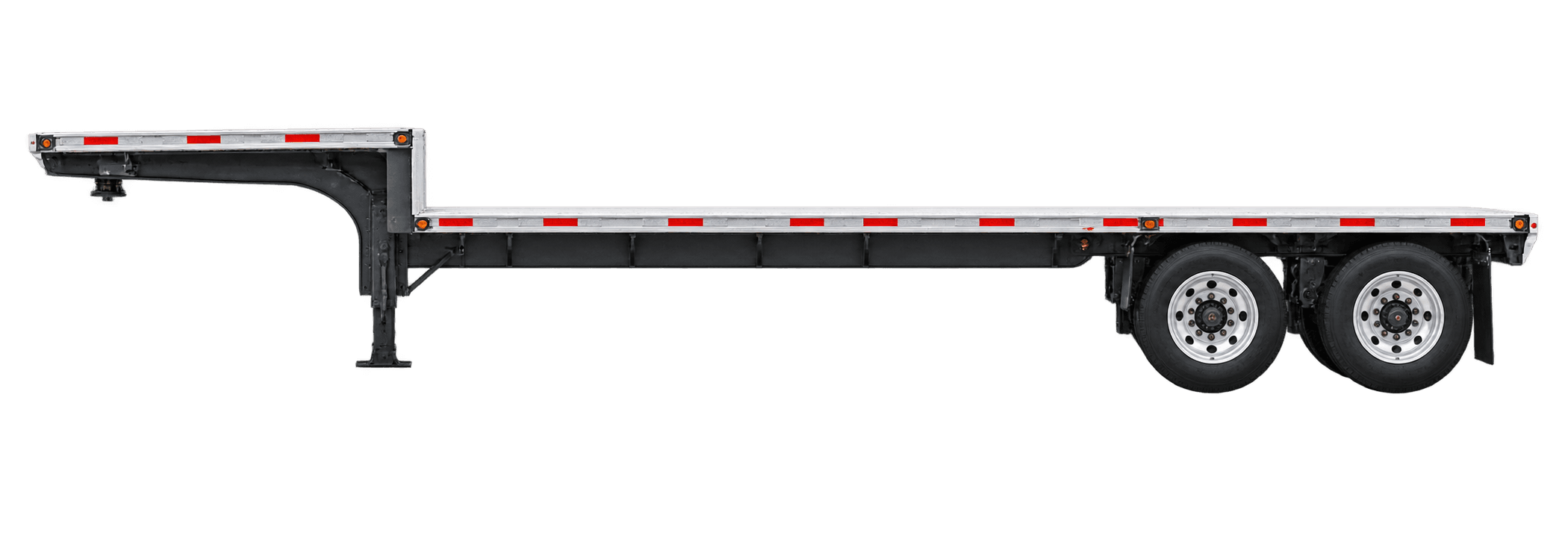 Side view of a single tandem drop deck trailer